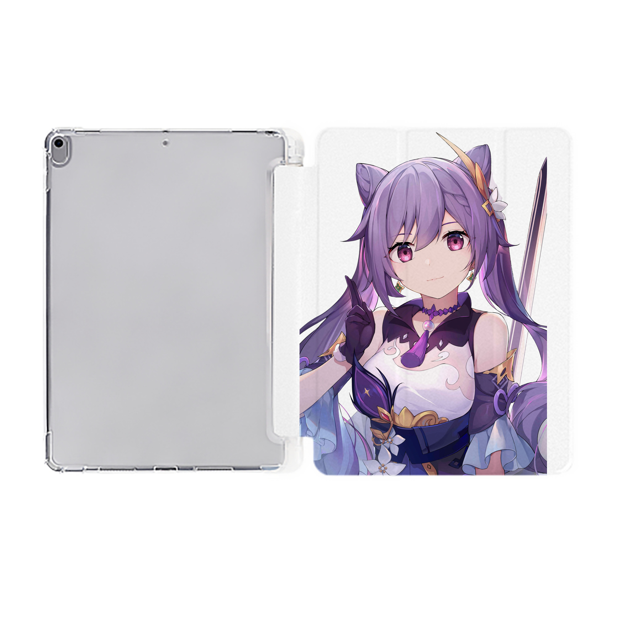 げんし神 刻晴 こくせい genshin Kokusei IPad ケース ペン収納付き 三つ折りスタンド PUレザー×シリコン 対応機種9.5/10.5/10.9インチ